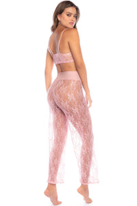 Mapale Lace Pajama Set in Pink 