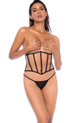 Lace-Up Back Corset & G-String Set