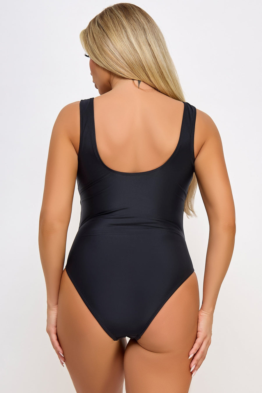 BeWicked Lace Up Plunge One Piece Swimsuit in black 