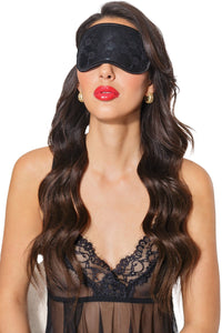 Coquette Lace and Satin Eye Mask in Black  from SexyShoes.com