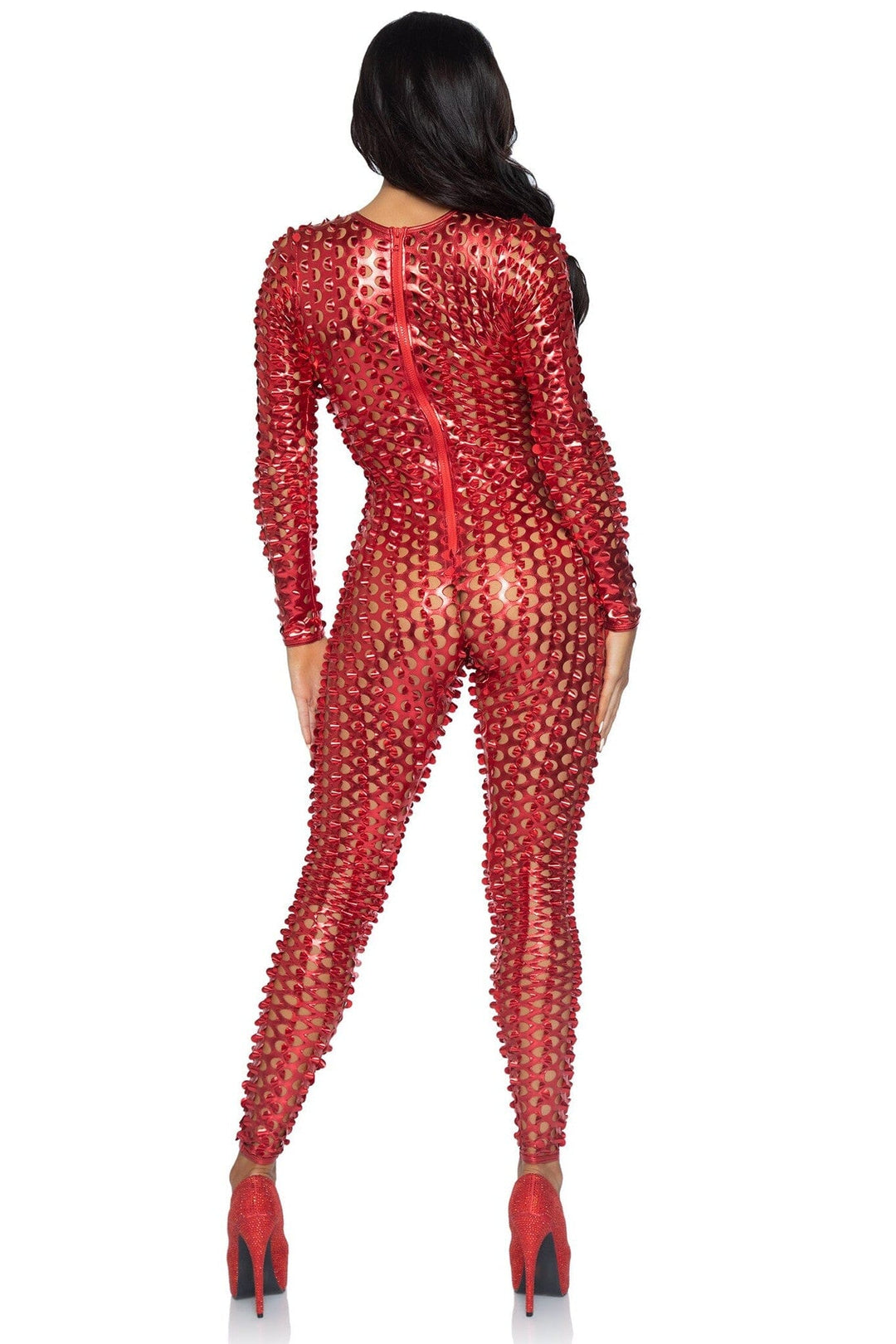 Laser Cut Metallic Catsuit-Fetish Catsuits-SEXYSHOES.COM