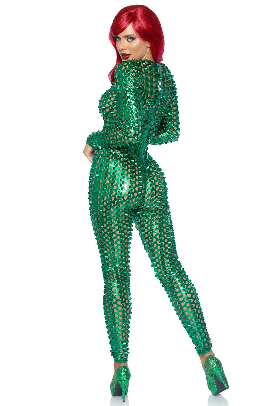Laser Cut Metallic Catsuit-Fetish Catsuits-SEXYSHOES.COM