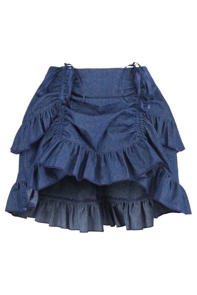 Lavish 2 PC Lt Pink Brocade Corset & Denim Skirt Set