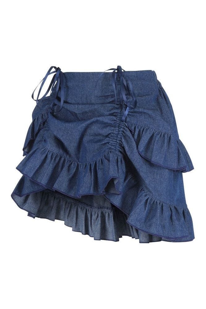 Lavish 2 PC Lt Pink Brocade Corset & Denim Skirt Set