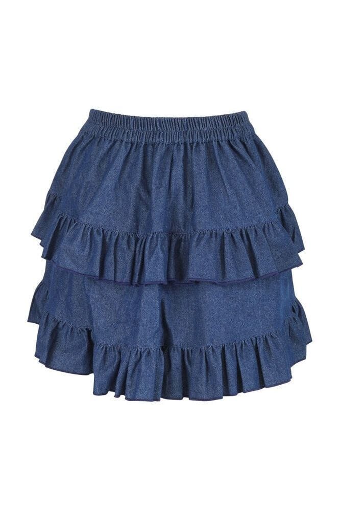 Lavish 2 PC Lt Pink Brocade Corset & Denim Skirt Set