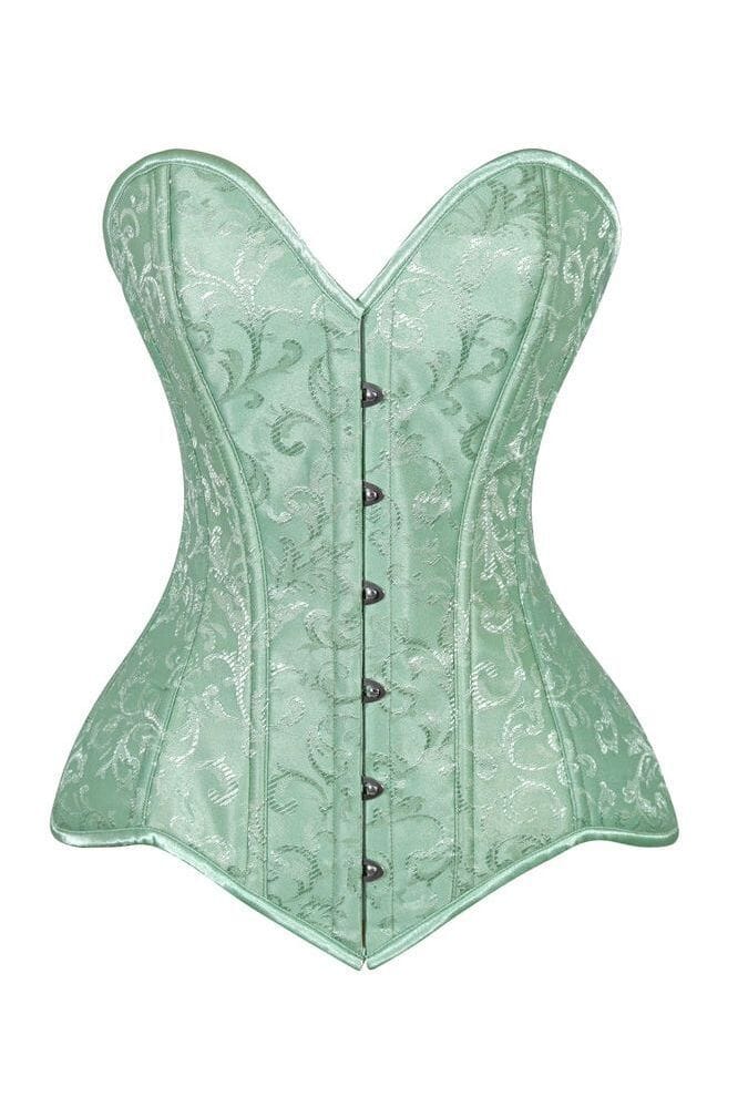 Lavish 2 PC Mint Green Brocade Corset & Black Lace Skirt Set