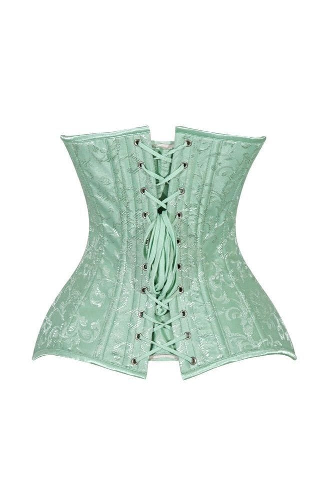 Lavish 2 PC Mint Green Brocade Corset & Black Lace Skirt Set
