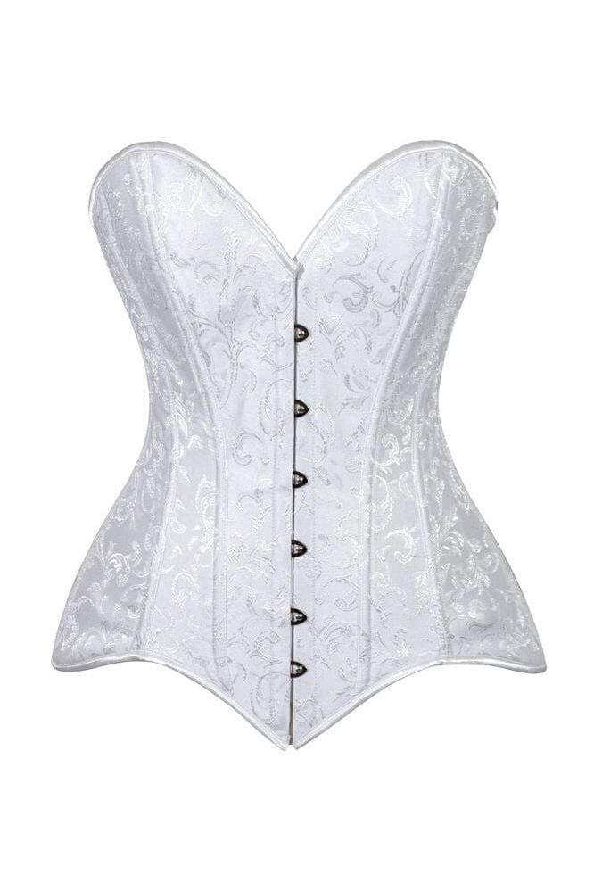 Lavish 2 PC White Brocade Corset & Denim Skirt Set