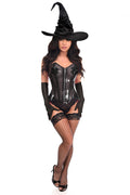 Lavish 3 PC Clear Black Witch Corset Costume