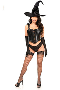Daisy Corsets Lavish 3 PC Faux Leather Witch Corset Costume in Black  from SexyShoes.com