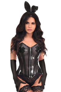 Daisy Corsets Lavish 4 PC Clear Black Bunny Corset Costume in Black 