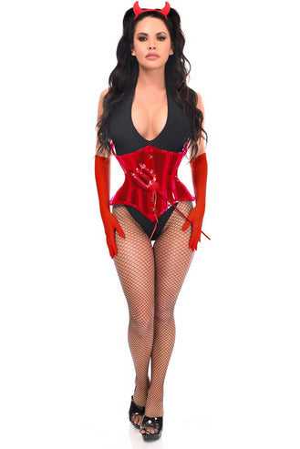Lavish 4 PC Red Festival Devil Corset Costume