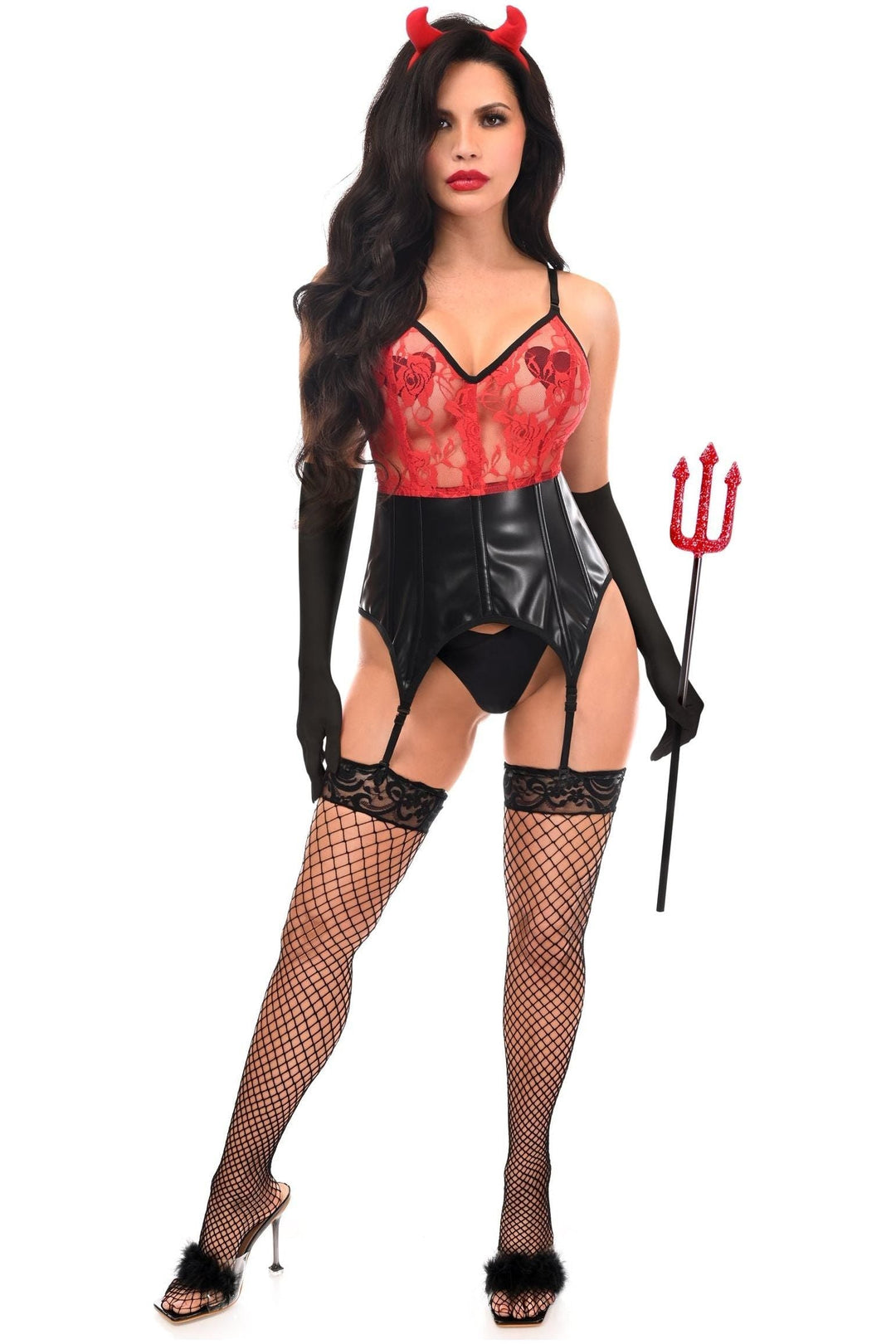 Daisy Corsets Lavish 4 PC Sexy Devil Lingerie Costume in Red  from SexyShoes.com