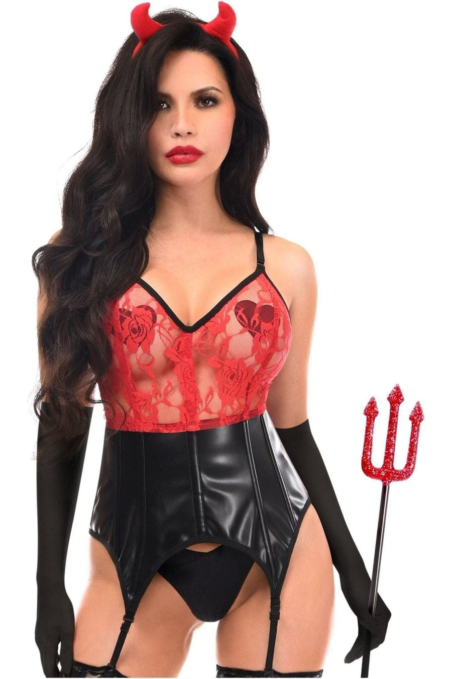 Daisy Corsets Lavish 4 PC Sexy Devil Lingerie Costume in Red 
