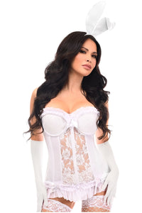 Daisy Corsets Lavish 4 PC White Bunny Bustier Corset Costume in White 