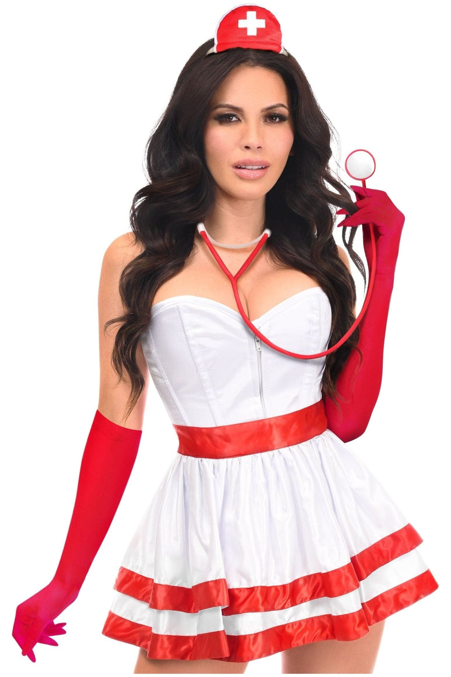 Daisy Corsets Lavish 5 PC Heart Stopper Nurse Corset Costume in White 