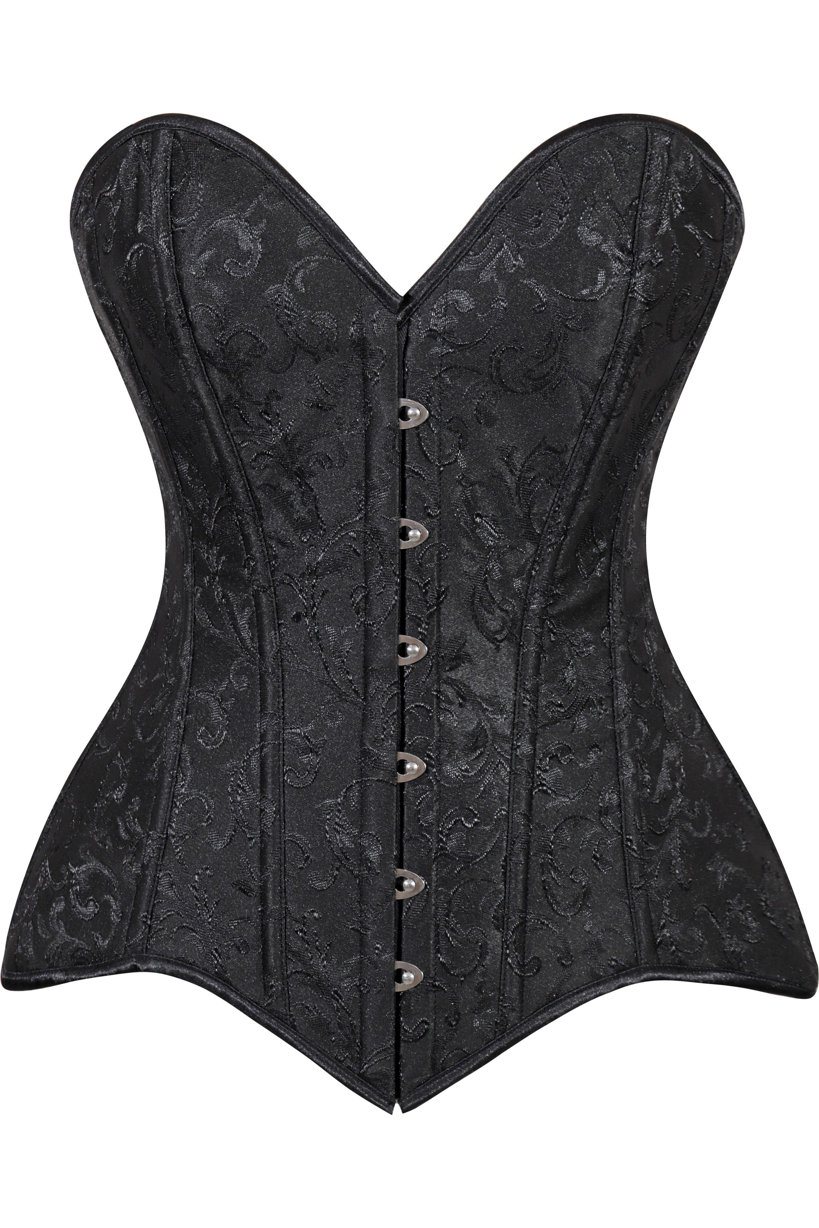 Daisy Corsets Lavish Black Brocade Overbust Corset W/Busk Closure in Black  from SexyShoes.com