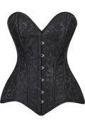 SS-Lavish Black Brocade Overbust Corset W/Busk Closure