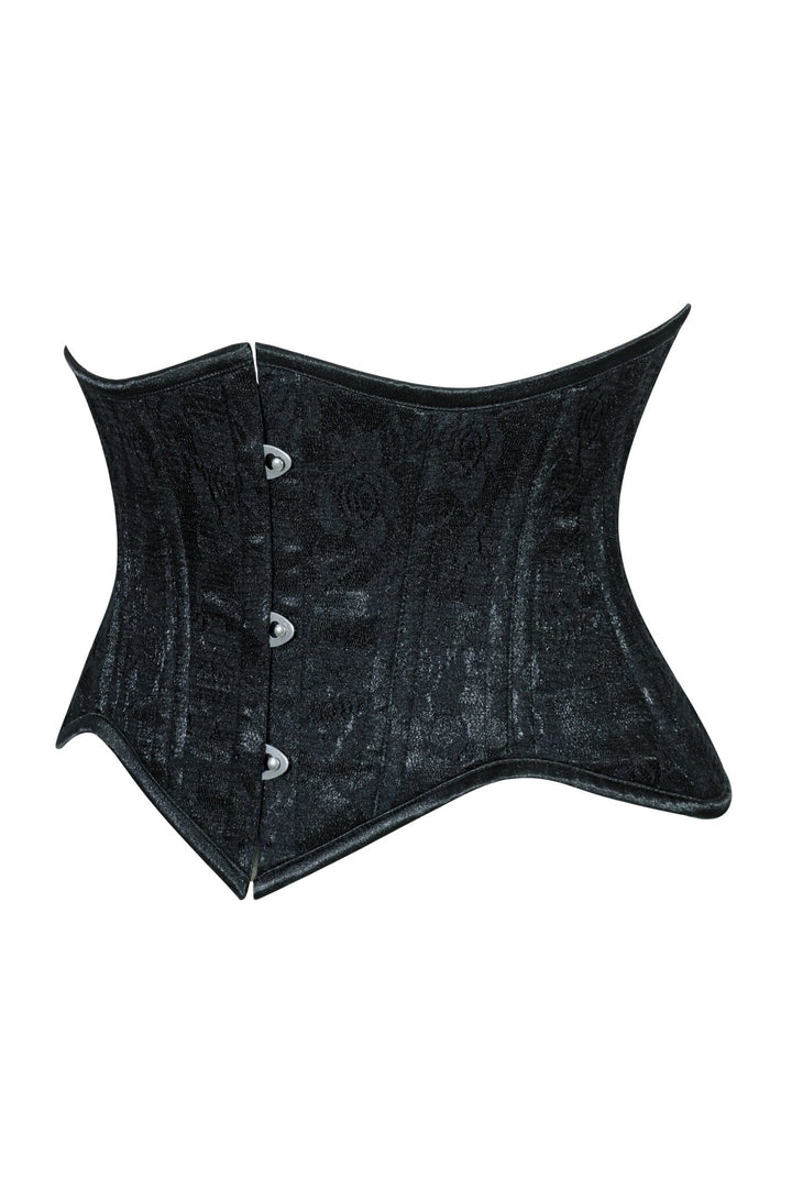 Lavish Black Lace Mini Cincher Underbust Corset Waist Cincher Busk Closure
