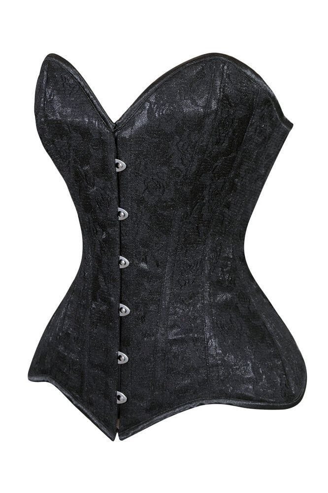 Lavish Black Lace Overbust Corset Sweetheart Neckline Busk Closure