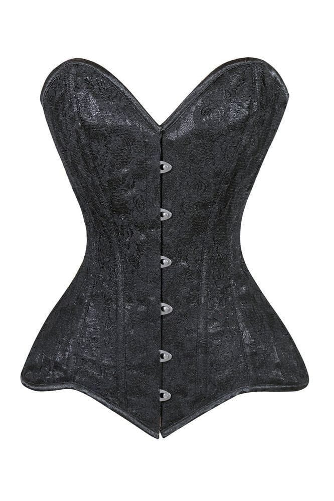 Lavish Black Lace Overbust Corset Sweetheart Neckline Busk Closure