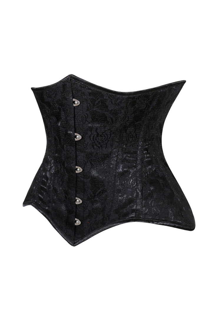 Lavish Black Lace Underbust Corset Waist Cincher Busk Closure