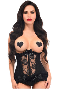 Daisy Corsets Lavish Black Lycra & Lace Hook & Eye Stretch Underbust Corset in Black  from SexyShoes.com