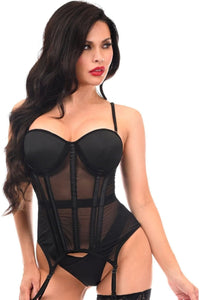 Daisy Corsets Lavish Black Mesh Underwire Bustier Corset w/Garters in Black 