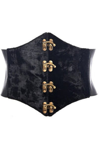 Daisy Corsets Lavish Black Velvet Corset Belt Cincher w/Clasps in Black  from SexyShoes.com