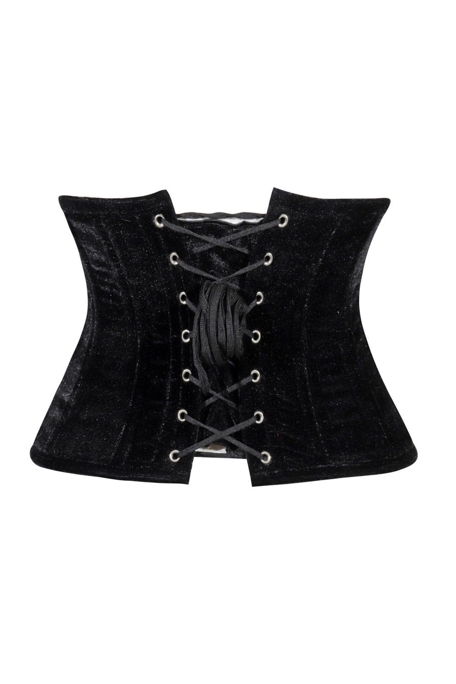 Lavish Black Velvet Mini Cincher Underbust Corset Waist Cincher Busk Closure