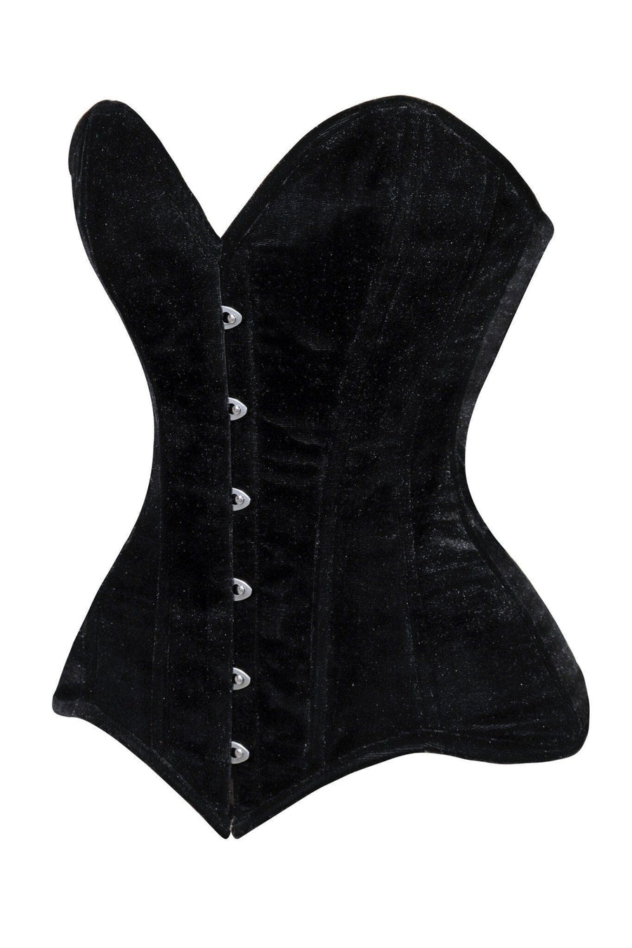 Lavish Black Velvet Overbust Corset Sweetheart Neckline Busk Closure