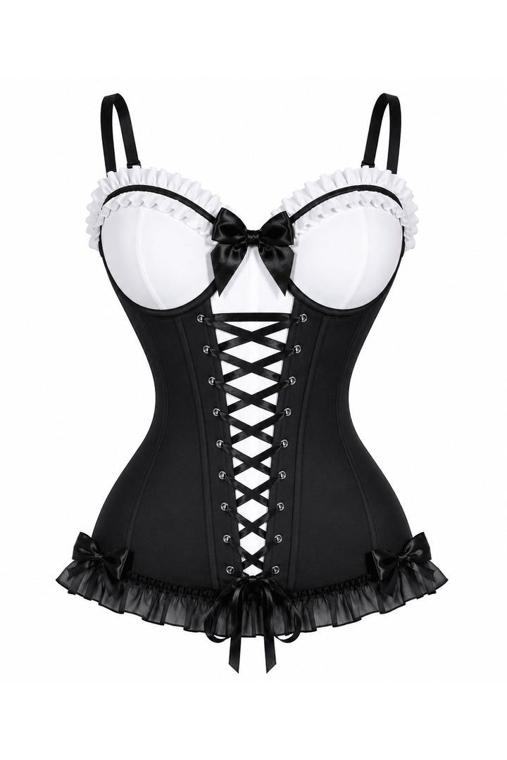 Lavish Black & White Stretch Lycra Bustier Corset with Underwire Cups