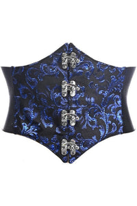 Daisy Corsets Lavish Black/Blue Swirl Brocade Corset Belt Cincher w/Clasps in Blue  from SexyShoes.com