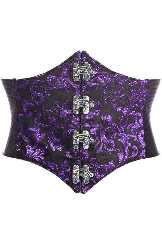 Daisy Corsets Lavish Black/Purple Swirl Brocade Corset Belt Cincher w/Clasps in Purple  from SexyShoes.com