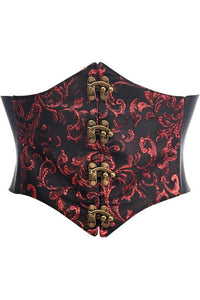 Daisy Corsets Lavish Black/Red Swirl Brocade Corset Belt Cincher w/Clasps in Red  from SexyShoes.com