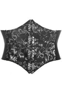 Daisy Corsets Lavish Black/Silver Swirl Brocade Corset Belt Cincher w/Clasps in Black  from SexyShoes.com
