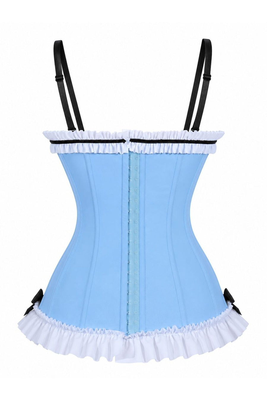 Lavish Black/White/Blue Stretch Lycra Bustier Corset with Underwire Cups