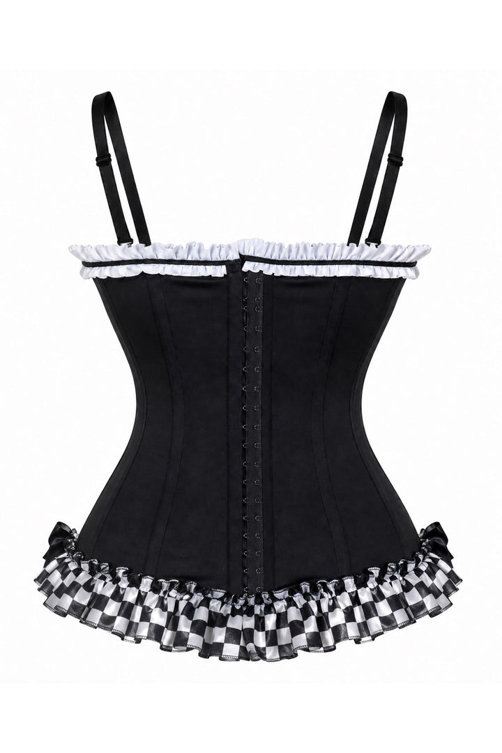 Lavish Blue/White/Black w/Checker Stretch Lycra Bustier Corset with Underwire Cups