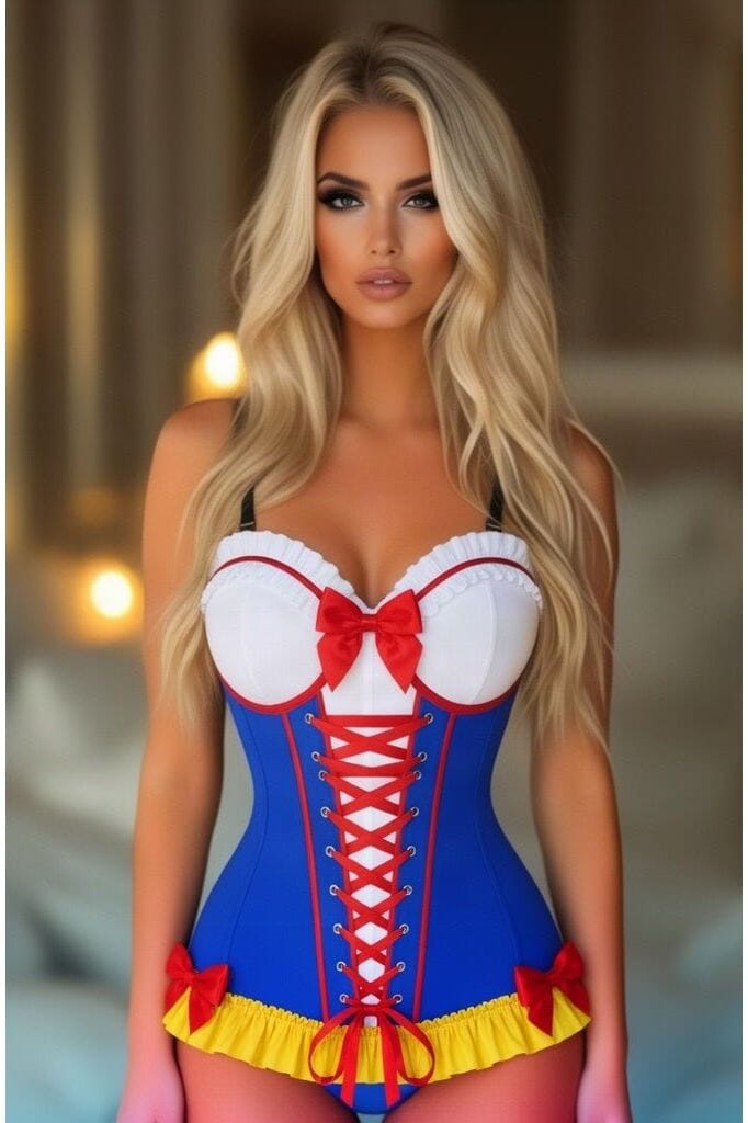 Lavish Blue/White/Red/Yellow Stretch Lycra Bustier Corset with Underwire Cups