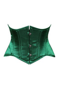 Lavish Dark Green Satin Mini Cincher Underbust Corset Waist Cincher Busk Closure