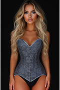 Lavish Dark Grey Lace Overbust Corset Sweetheart Neckline Busk Closure