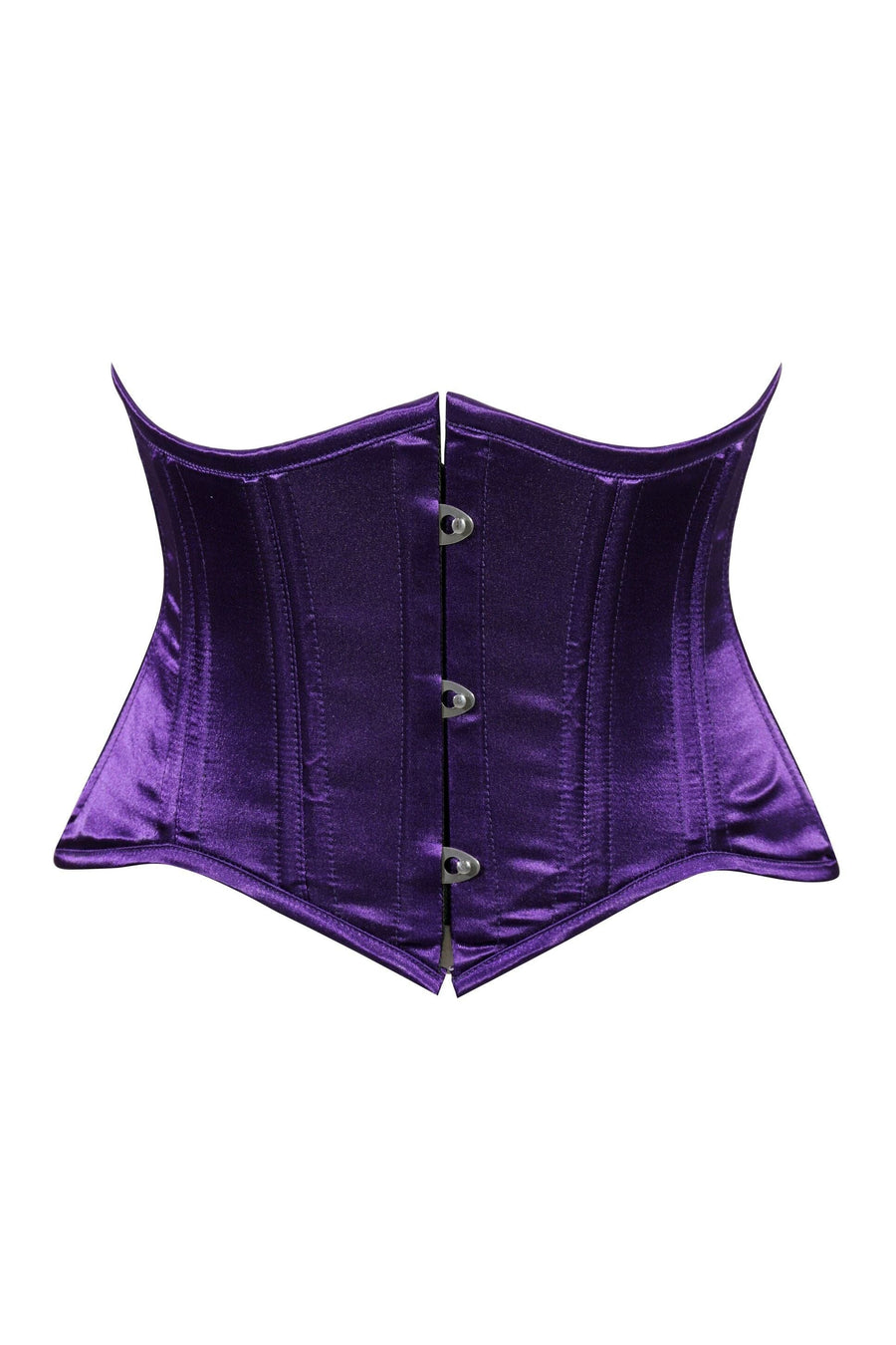 Lavish Dark Purple Satin Mini Cincher Underbust Corset Waist Cincher Busk Closure
