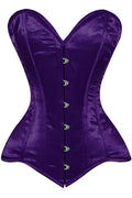 Lavish Dark Purple Satin Overbust Corset Sweetheart Neckline Busk Closure