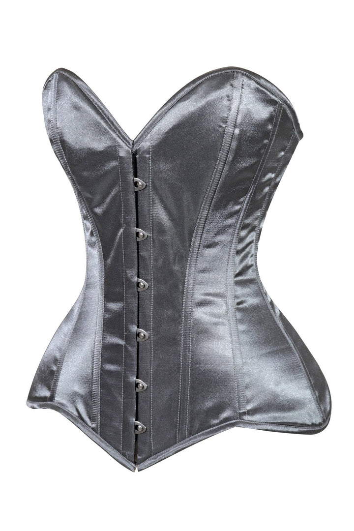 Lavish Dark Silver Overbust Corset Sweetheart Neckline Busk Closure