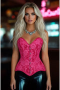 Lavish Fuchsia Lace Overbust Corset Sweetheart Neckline Busk Closure