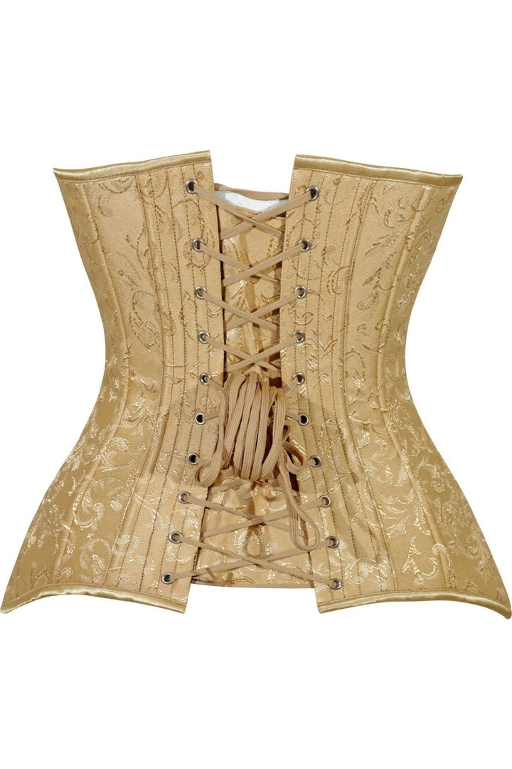 Lavish Gold Brocade Overbust Corset W/Busk Closure