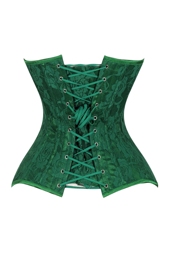 Lavish Green Lace Overbust Corset Sweetheart Neckline Busk Closure