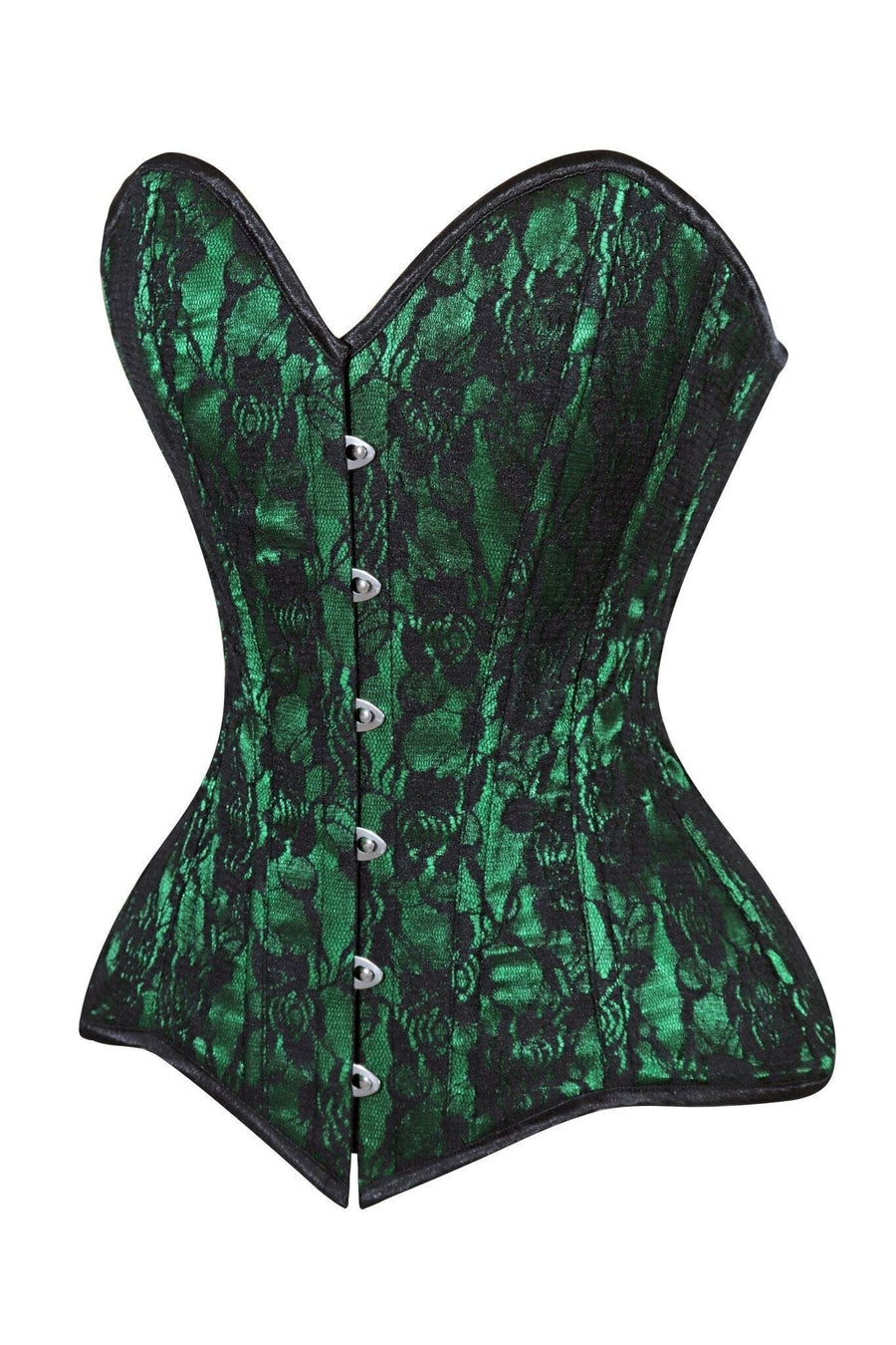 Lavish Green/Black Lace Overbust Corset Sweetheart Neckline Busk Closure