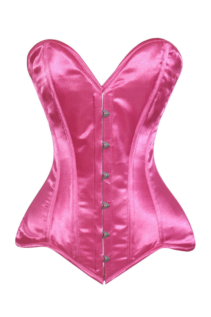 Lavish Hot Pink Satin Overbust Corset Sweetheart Neckline Busk Closure