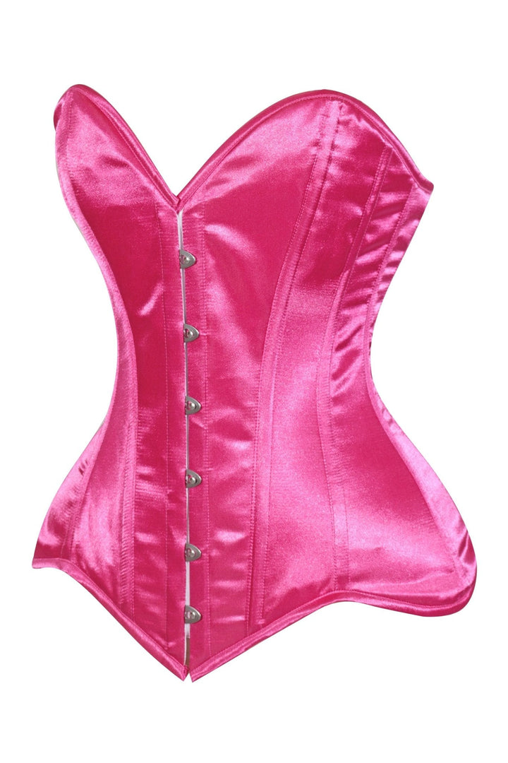 Lavish Hot Pink Satin Overbust Corset Sweetheart Neckline Busk Closure